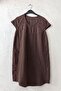 Brown Pool Collar Low Sleeve Pocketed Robe and Muslin Woven Dress with Embroidery on the Sides 95 55 - 2
