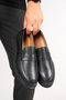 Genuine Leather Men's Loafer Moccasin Classic Shoes Comfort Black Prato - 2