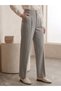Women's Gray High Waist Pleated Detailed Fabric Trousers - 4