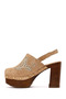 Women's Beige Ankle Buckle Platform High Thick Heeled Suede Leather Sandals 26Sfd153010 - 3