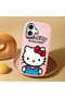iPhone 17 Compatible Case with Camera Protector Pink Silicone Couple Phone Case with Kitty Pattern - 2