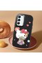 Samsung Galaxy S22 Compatible Case Camera Protector Black Silicone Couple Phone Case Kitty Pattern - 2