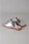 Seç 4099 Genuine Leather Women's Flip Flops (Heel Height:2Cm) Silver - 5