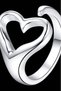 Simple, asymmetrical heart ring, silver plated - 4