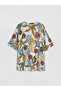 Original Open Collar Floral Oversize Blouse - 5