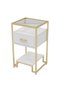 High Table, Glass, Steel+Melamine, White+Gold Leg | Living room, home, glass+steel+melamine, white high table with gold leg - 7