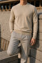 Men's Winter Crew Neck Slim Fit Cream Basic Sweater - 6