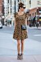 Women's Short Ruffle Sleeve Open Collar Leopard Print Short Kiloş Single Jersey Dress - 6