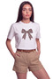 Women's Leopard Ribbon Printed Relaxed Fit T-Shirt White - 2