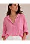 Women's Wide Fit Textured Woven Oversize Premium Pocketed Shirt - 6