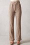 Women's Beige Bubble Fabric Elastic Waist Flared Trousers - 2