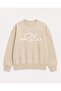 Relax Lettering Print Detailed Embroidered 2 Thread Crew Neck Sweatshirt