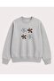 Floral Printed 2 Thread Threaded Crew Neck Sweatshirt