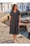 Women's Plus Size Midi Dress V-Neck Short Sleeve Tencel Anthracite - 6
