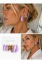 Lilac Resin Look Lavender Dream 3-Piece Bijouterie Earring Set |   Gold Hoop Women's Earring Combination - 2