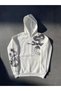 Long sleeve hooded printed sweatshirt - white