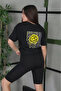 Unisex Crew Neck Printed Oversize T-Shirt - Black - 3
