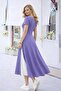 Women's Short Sleeve Asymmetrical Collar Button Detailed Midi Viscose Dress - 2