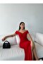 Women's Diver Fabric Dress with Boat Neck and Low Cut Detail - 2