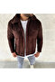 Men's Plush Fleece Cardigan Shirt – Collared, Button-Down, Chest Pocket, Soft Textured Winter Regular Fit - 2