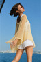 Women's Transparent Knitwear Asymmetrical Cape Poncho - 3