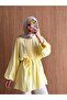 Women's Crew Neck Balloon Sleeve Waist Tie Hijab Tunic