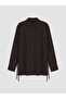 Brown Women's Shirt Tunic with Side Laces - 5