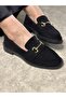 Daily Women's Black Loafer Classic Patterned Sole Buckle Oval Toe Moccasin Shoes 120 - 2