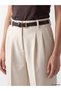 Özmarka New Season Beige Belted Carrot Cut Women's Fabric Trousers - 3