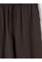Vizyon New Season Brown Elastic Waist Muslin Women's Trousers - 7