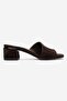 Delavie Brown Suede Genuine Leather Women's Thick Heeled Slippers - 4