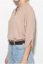 Women's Beige Hakim Collar V-Neck Loose Cut Bat Sleeve Blouse 60286450 - 4