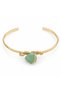 Green Aventurine Stone Gold-Tone Spiral Women's Bracelet