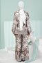 Brown Patterned Tunic Trouser Suit - 4