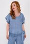 Women's Italian Tie-Back Silk Detailed Linen Blouse