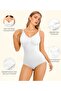 Shapewear Bodysuits for Women Tummy Control Body Suits Thong Body Shaper Going Out Tank Tops | Bust Support Thong Snap Adjustable Strap Tummy Control Going Out for All-Day Comfort, White - 3
