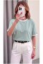 Women's Çağla White Piping Garnished Medium Thick Soft Fabric Crew Neck Half Oversize Casual T-Shirt - 2