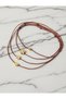 Set of 4 Brown String Heart, Clover, Crushed Dorica and Dorica Bead Detailed Bracelets - 2
