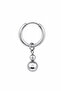 Unisex Silver Color Surgical Steel Dangle Double Ball Figured Hoop Earring 1 Piece - 3