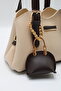 Women's Cream Brown Crossbody Hand and Shoulder Bag with Front Accessory Detail and Charm Accessory - 4