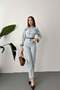 Women's Snow Washed Denim Jumpsuit Shirt Collar Buttoned High Waist Long Sleeve