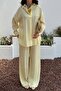 Women's Yellow Top and Bottom Set Shirt Pants Two-Piece Set Buttoned Wide Leg Long Sleeve - 4