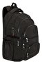 Crinkle Fabric School Backpack Set of 3 with Thermal Lunch Bag and Pen Holder, Black, with Monkey Keychain Gift - 4