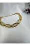 Oval Form Stone Detailed Chain Bracelet - 5