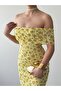 Women's Sari Strapless Neckline Floral Patterned Lace Long Slim Fit Dress - 3