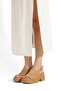 Tan Color Genuine Suede Leather Sandals Thick Heeled Women's Shoes Ciiti - 6