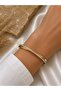 Steel Cuff Bracelet with Zircon Stone Detail