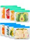 8 silicone food bags, sandwich freezer, reusable food storage bags, PEVA vegetable storage bags, milk, snacks, meat.