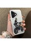 iPhone 16 Plus Compatible Motorcycle Rider Drawing with Helmet Printed Men's Style Phone Protective Case
