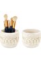 Mini storage baskets - 1 pair - w/tassels - 10 x 10 cm - Hand-woven - Decorative basket - For storing makeup brushes, pens, & pencils - White